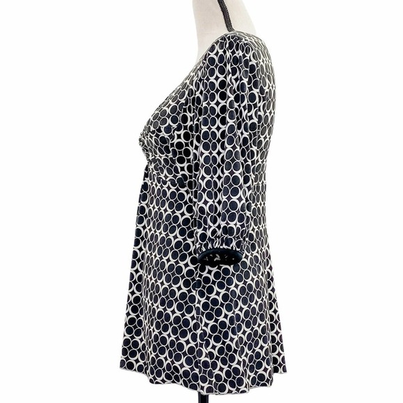 MAX Studio Black Geometric 3/4 Sleeve Blouse - Picture 3 of 10